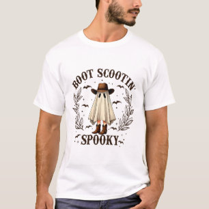 Boot Scootin Spooky Western Halloween Cute Ghost C T-Shirt