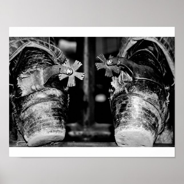 Boot spurs, a black and white print (Front)