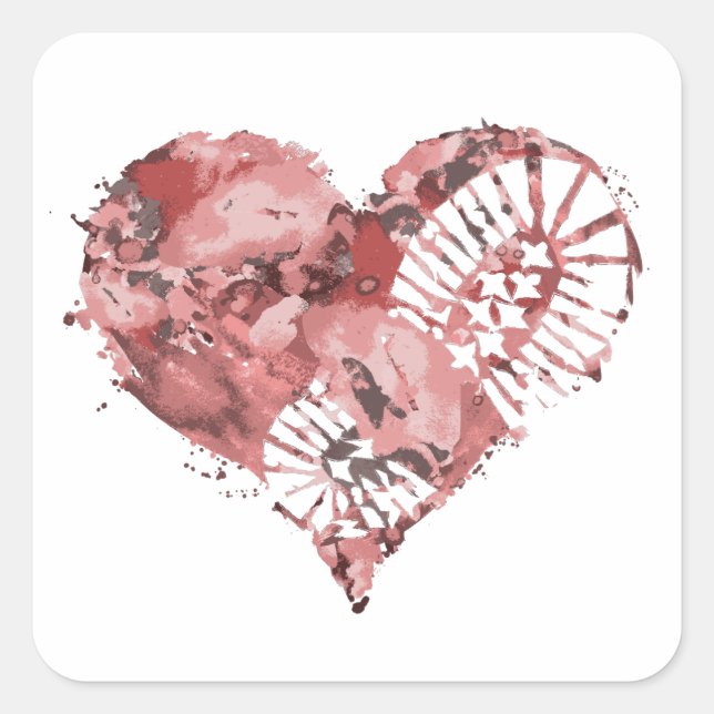 boot stomp heart square sticker (Front)