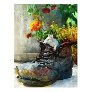 Boot With Flowers – Art Print Postcard