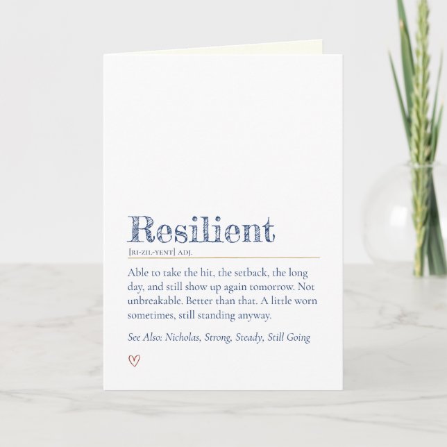 Bootcamp Letter From Home, Resilient Definition Card (Front)