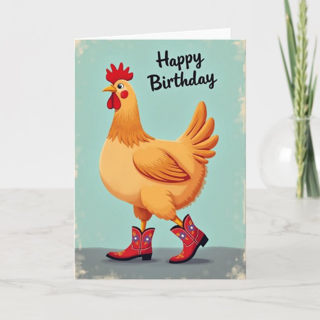 Booted Bird Birthday Card (Front)