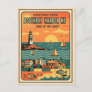 Boothbay Harbor ME Retro Soul of the Coast  Postcard