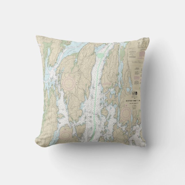 Boothbay Harbour to Bath Nautical Chart 13296 Cushion (Front)