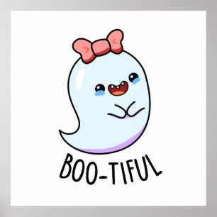 Bootiful Cute Girly Halloween Ghost Pun Poster