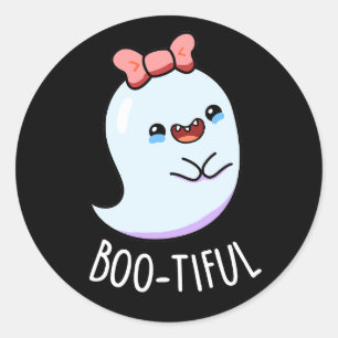 Bootiful Funny Girly Halloween Ghost Pun  Classic Round Sticker