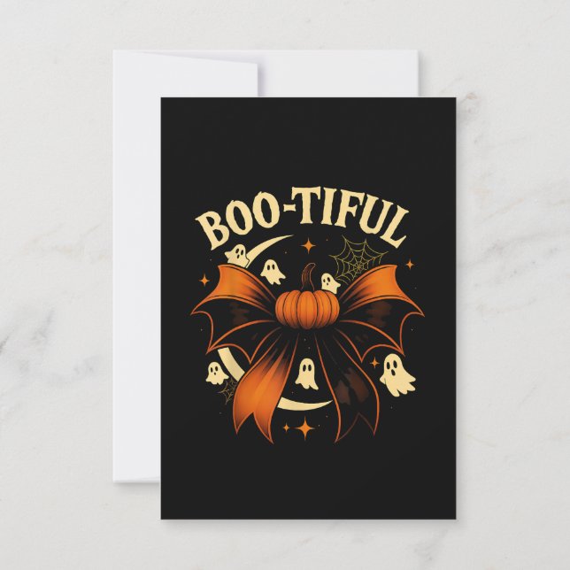 Bootiful Funny Halloween Coquette Bow Pumpkin  Invitation (Back)