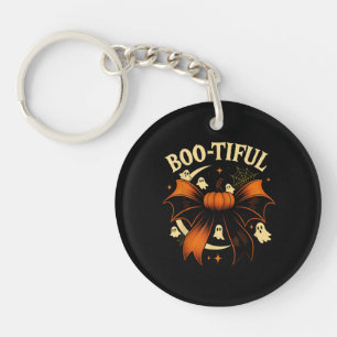  Bootiful Funny Halloween Coquette Bow Pumpkin  Key Ring
