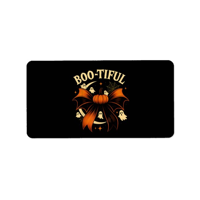  Bootiful Funny Halloween Coquette Bow Pumpkin  Label (Front)