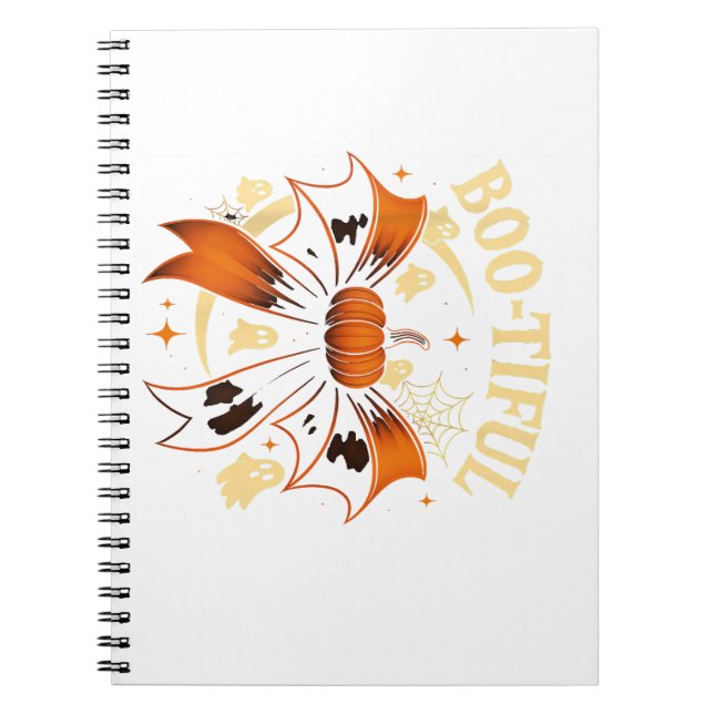  Bootiful Funny Halloween Coquette Bow Pumpkin  Notebook (Front)