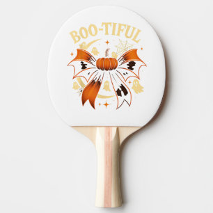 Bootiful Funny Halloween Coquette Bow Pumpkin Ping Pong Paddle