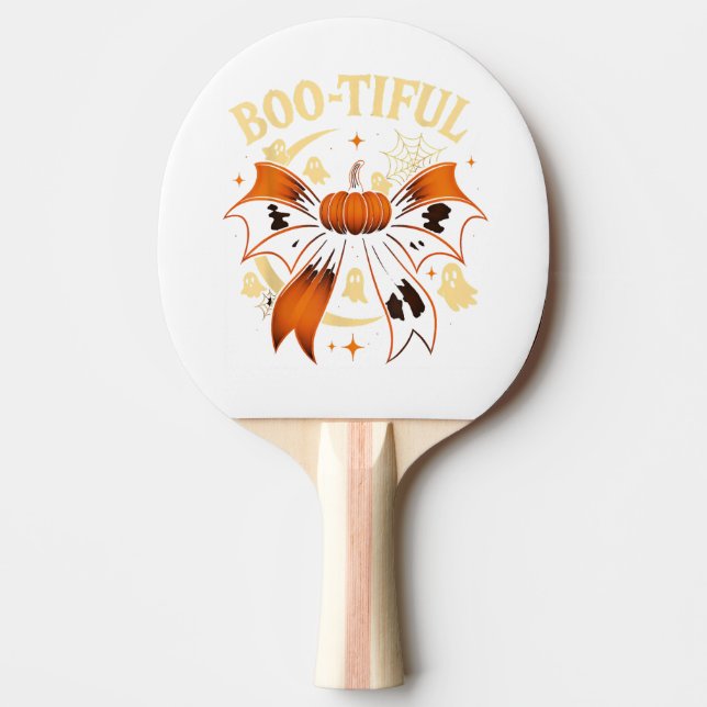  Bootiful Funny Halloween Coquette Bow Pumpkin  Ping Pong Paddle (Front)