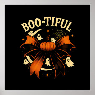 Bootiful Funny Halloween Coquette Bow Pumpkin Poster