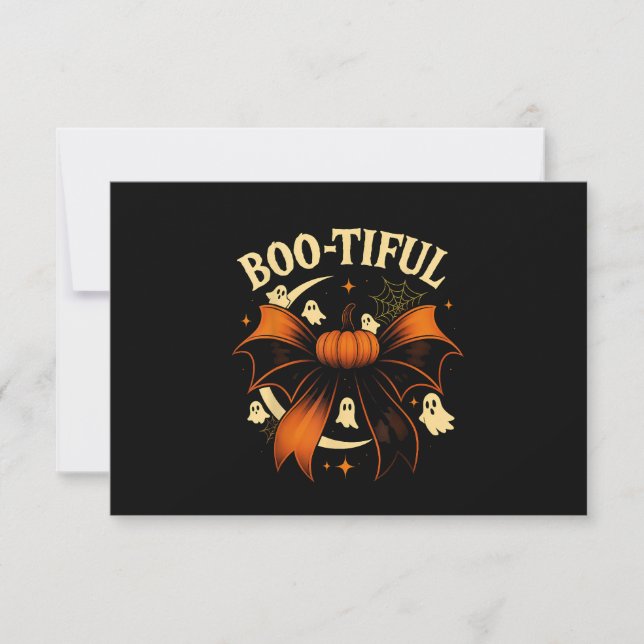  Bootiful Funny Halloween Coquette Bow Pumpkin  Thank You Card (Front)