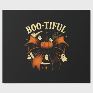 Bootiful Funny Halloween Coquette Bow Pumpkin Wrapping Paper