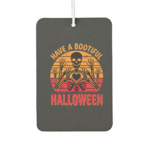 Bootiful Halloween Skeleton Heart Retro Sunset Des Car Air Freshener