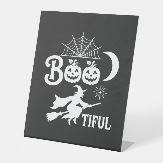 Bootiful Halloween Witch Moon Design_1 Pedestal Sign (Front)