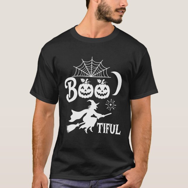 Bootiful Halloween Witch Moon Design_1 T-Shirt (Front)