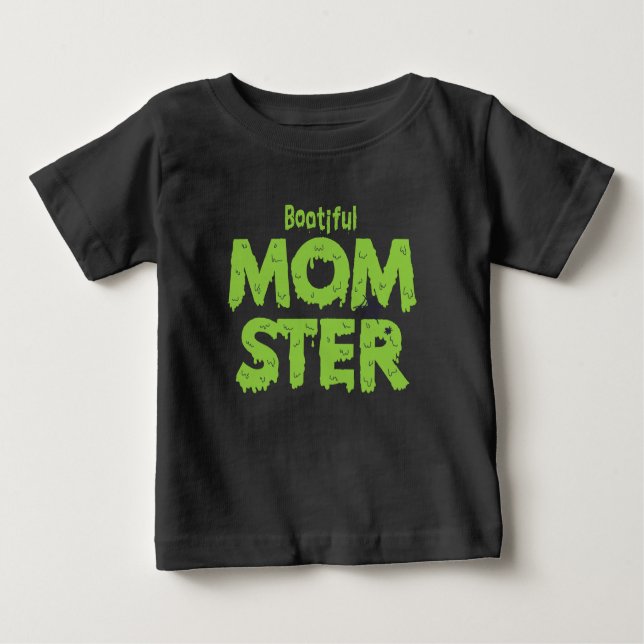 Bootiful Momster Mum Funny Halloween Puns Baby T-Shirt (Front)