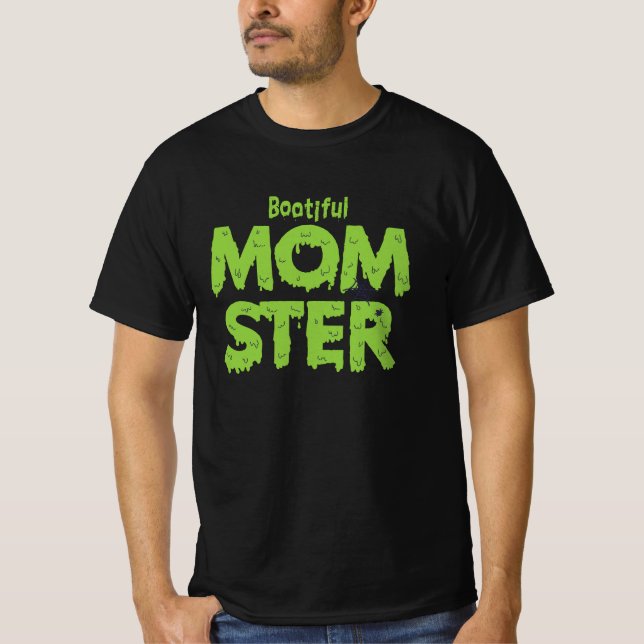 Bootiful Momster Mum Funny Halloween Puns T-Shirt (Front)