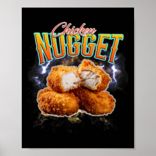 Bootleg Rap Funny Chicken Nugget Vintage 90s Poster