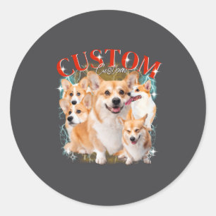 Bootleg Vintage Pet Dogs Cat Funny Animal 1bk1  Classic Round Sticker