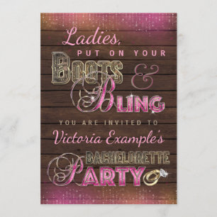 Boots and Bling Bachelorette Party Invitations