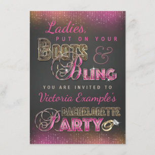 Boots and Bling Bachelorette Party Invitations