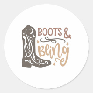 Boots and Bling Classic Round Sticker