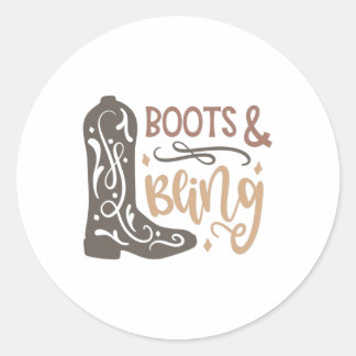 Boots and Bling Classic Round Sticker
