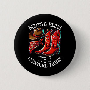 Boots And Bling Cowgirl Rodeo Horseback Riding Wes 6 Cm Round Badge