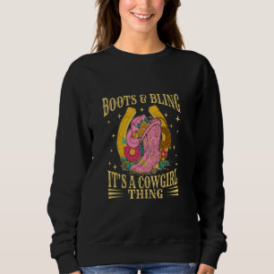 Boots And Bling Its A Cowgirl Thing Cowboy Hat Kid Sweatshirt