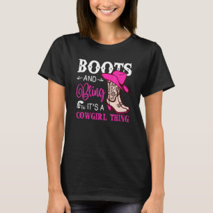 Boots And Bling It's A Cowgirl Thing Rodeo Hat T-Shirt