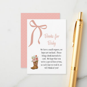 Boots and Bows Baby Girl Shower Books for Baby Enclosure Card