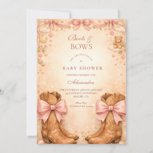 Boots And Bows Baby Shower Invitation