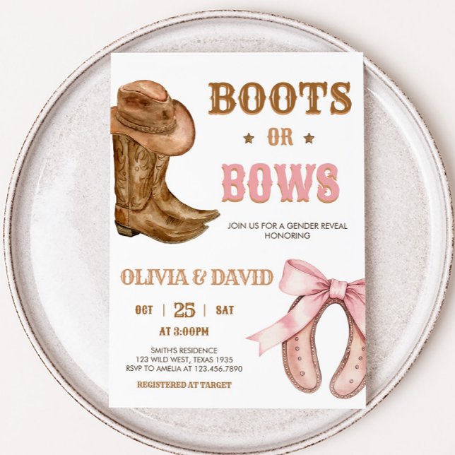 Boots and Bows Gender Reveal Invitation (Western Boots and Bows Gender Reveal Invitation
)