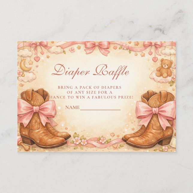 Boots And Bows Western Diapper Raffle Enclosure Card (Front)