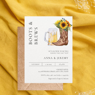 Boots and Brews Couples Shower Modern Minimalist Invitation