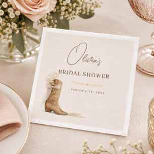 Boots and Brunch Floral Bow Bridal Shower  Napkin