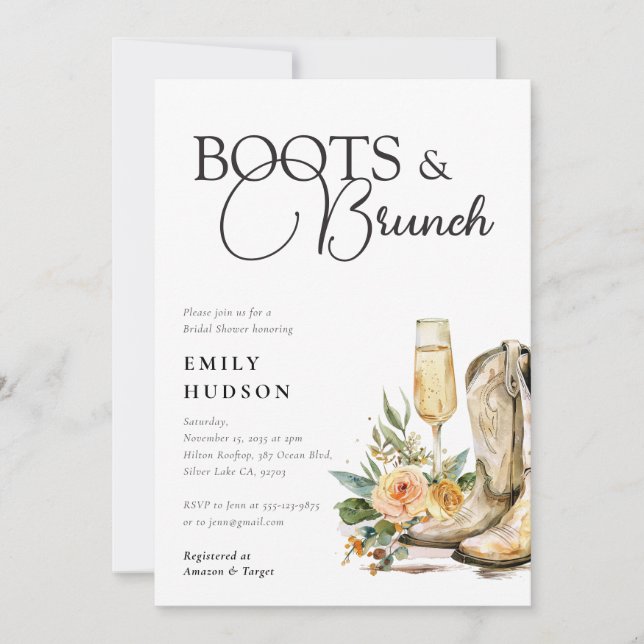 Boots and Brunch Western Bridal Shower Invitation (Front)