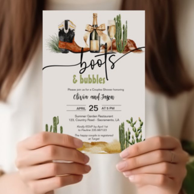 Boots and Bubbles Couples Shower invitation card (Creator Uploaded)