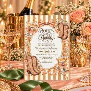 Boots and Bubbly 100th Birthday Party Invitation