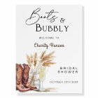 Boots And Bubbly Boho  Bridal Shower Welcome Sign