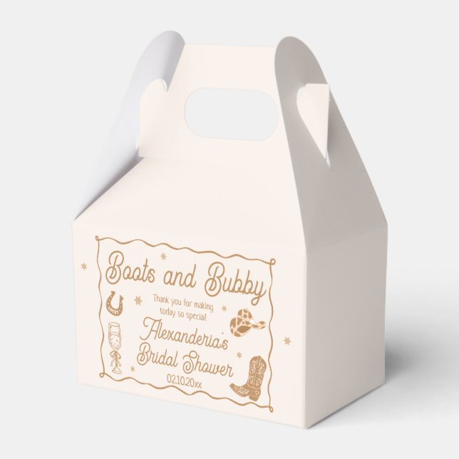 Boots and Bubbly Bridal Shower  Favour Box (Front Side)