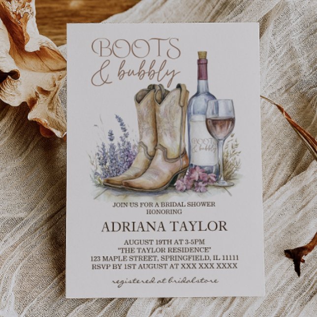 Boots and Bubbly Bridal Shower Invitation (Creator Uploaded)