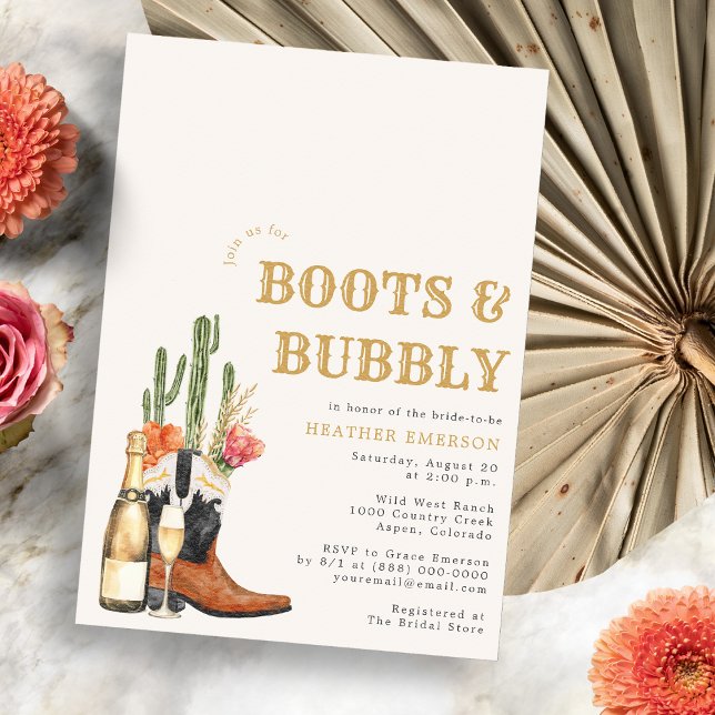 Boots and Bubbly Bridal Shower Invitation (Champagne Boots and Bubbly Bridal Shower Invitation
)
