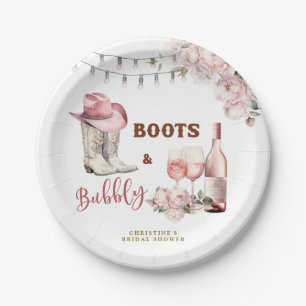 Boots and Bubbly Bridal Shower Paper Plate