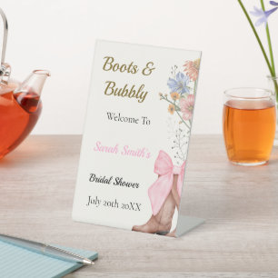 Boots and Bubbly Bridal Shower Pedestal Sign