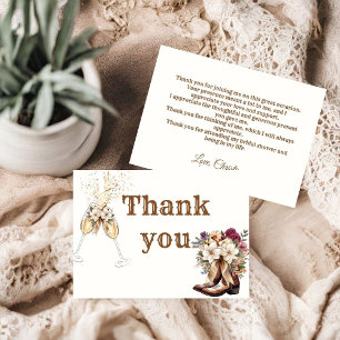 Boots and Bubbly Bridal Shower Thank You Card