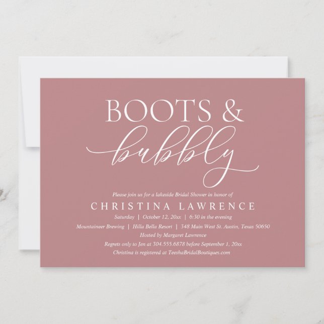 Boots and Bubbly, Bride to be, Bridal Shower Invitation (Front)